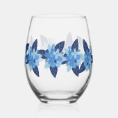 Elegantes monochromatisches blaues Design Weinglas Ohne Stiel (Rückseite)