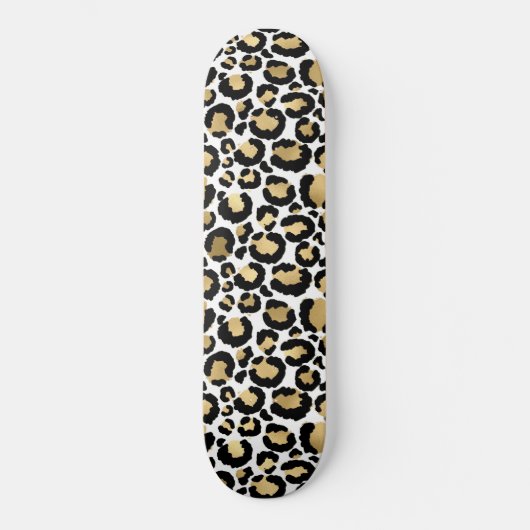 Elegantes monochromatisches Leopard Spots Wild Gla Skateboard (Vorderseite)