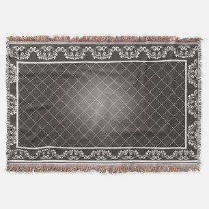 Elegantes Monochrome Damask-Knöchelblanket Decke