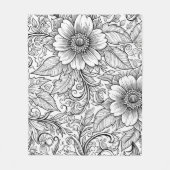 Elegantes monochromes Blumenluxus-Muster (3) Fleecedecke (Vorderseite)