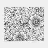 Elegantes monochromes Blumenluxus-Muster (3) Fleecedecke (Vorderseite (Horizontal))