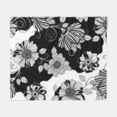 Elegantes monochromes Blumenluxus-Muster (4) Fleecedecke (Vorderseite (Horizontal))