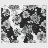 Elegantes monochromes Blumenluxus-Muster (4) Geschenkpapier (Flach)