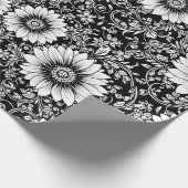 Elegantes monochromes Blumenluxus-Muster (5) Geschenkpapier (Ecke)