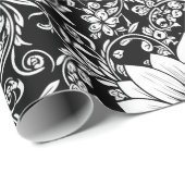 Elegantes monochromes Blumenluxus-Muster (5) Geschenkpapier (Rolleneckpunkt)
