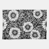Elegantes monochromes Blumenluxus-Muster (5) Geschirrtuch (Horizontal)