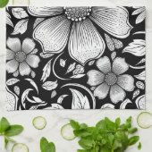 Elegantes monochromes Blumenluxus-Muster (6) Geschirrtuch (Gefaltet)