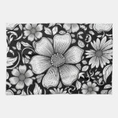 Elegantes monochromes Blumenluxus-Muster (6) Geschirrtuch (Horizontal)