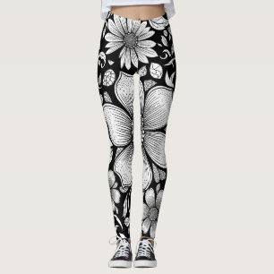 Elegantes monochromes Blumenluxus-Muster (6) Leggings