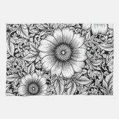 Elegantes monochromes Blumenluxus-Muster (7) Geschirrtuch (Horizontal)