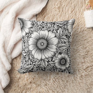 Elegantes monochromes Blumenluxus-Muster (7) Kissen