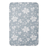 elegantes monochromes Blumenmuster blau grau Badematte (Vorderseite Vertikal)