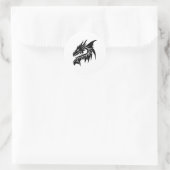 Elegantes monochromes Dragons-Design Runder Aufkleber (Tasche)