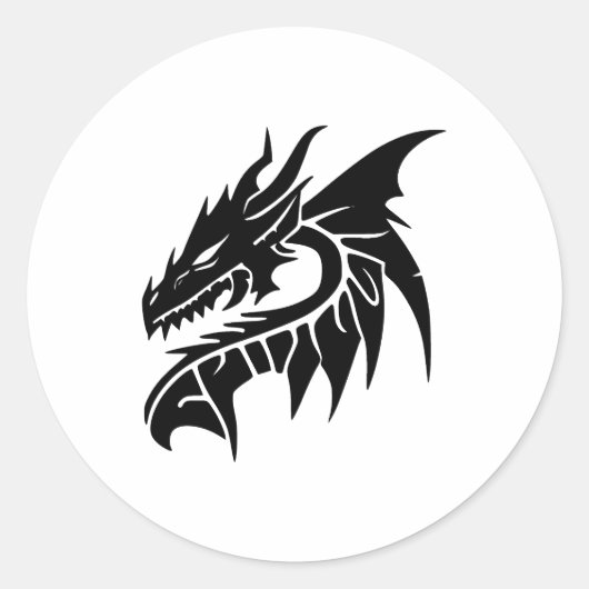 Elegantes monochromes Dragons-Design Runder Aufkleber (Vorderseite)