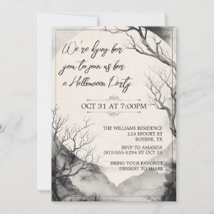 Elegantes monochromes Halloween für Erwachsene Einladung