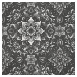 Elegantes monochromes Verziertes Blumengewebe Stoff