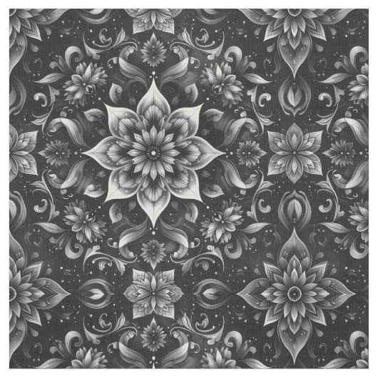 Elegantes monochromes Verziertes Blumengewebe Stoff (Nahaufnahme)