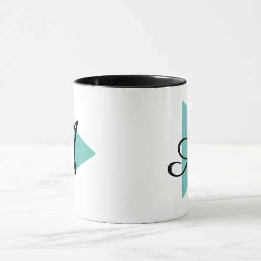 Elegantes Monogram Abtract Aquamarines Dreieck Tasse (Zentrum)