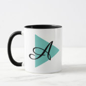 Elegantes Monogram Abtract Aquamarines Dreieck Tasse (Links)