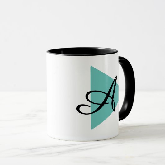 Elegantes Monogram Abtract Aquamarines Dreieck Tasse (VorderseiteRechts)