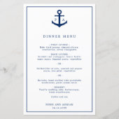 Elegantes Monogram Anchor Nautical Wedding Menu (Vorderseite)