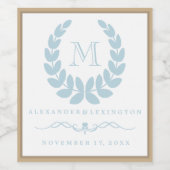 Elegantes Monogram Beach Wedding Wine Bottle Label Weinetikett (Einzelnes Label)