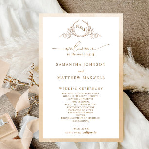 Elegantes Monogram Beige Cream Wedding Program