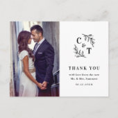 Elegantes Monogram Black and White Foto Vielen Dan Postkarte (Vorderseite)