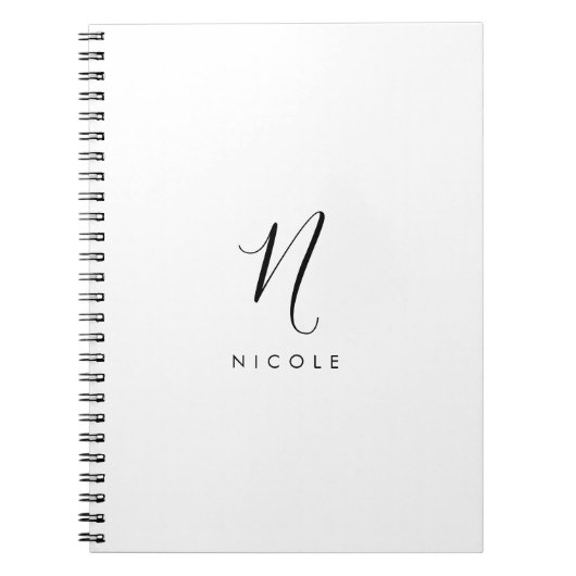 Elegantes Monogram Black and White Notebook Notizblock (Vorderseite)