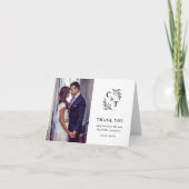 Elegantes Monogram Black and White Wedding Foto Dankeskarte (Vorderseite)