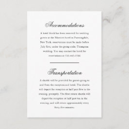 Elegantes Monogram Black and White Wedding Hotel Begleitkarte