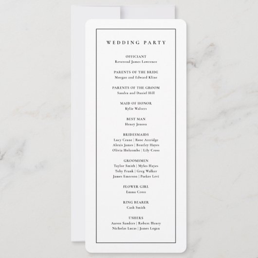 Elegantes Monogram Black and White Wedding Program Einladung (Rückseite)