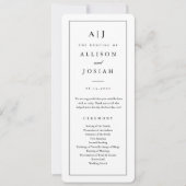 Elegantes Monogram Black and White Wedding Program Einladung (Vorderseite)