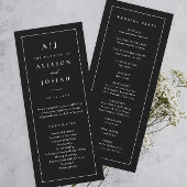 Elegantes Monogram Black and White Wedding Program Einladung