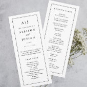 Elegantes Monogram Black and White Wedding Program Einladung