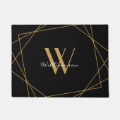 Elegantes Monogram Black Gold Add Name Script Fußmatte (Vorderseite)
