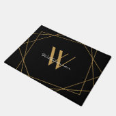 Elegantes Monogram Black Gold Add Name Script Fußmatte (Schrägansicht)