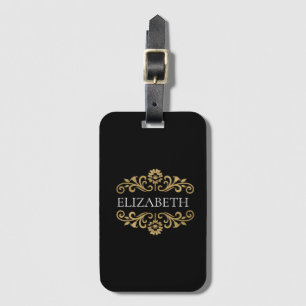 Elegantes Monogram Black Gold Gepäckanhänger