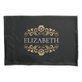 Elegantes Monogram Black Gold Kissenbezug (Vorderseite)