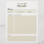 Elegantes Monogram Black Gold Modernes Rezept (Vorderseite)