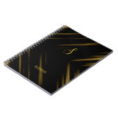 Elegantes Monogram Black & Gold Muster Notizblock (Linke Seite)