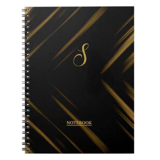 Elegantes Monogram Black & Gold Muster Notizblock (Vorderseite)