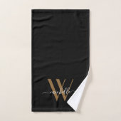 Elegantes Monogram Black Gold Name Script Badhandtuch Set (Handtuch)