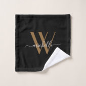 Elegantes Monogram Black Gold Name Script Badhandtuch Set (Waschlappen)