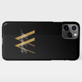 Elegantes Monogram Black Gold Name Script iPhone Hülle (Rückseite (Horizontal))