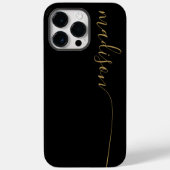 Elegantes Monogram Black Gold Script Case-Mate iPhone Hülle (Rückseite)