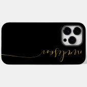 Elegantes Monogram Black Gold Script Case-Mate iPhone Hülle (Rückseite (Horizontal))