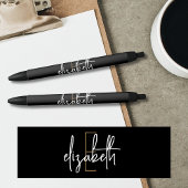 Elegantes Monogram Black Gold Script Kugelschreiber