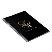 Elegantes Monogram Black Gold Script Notebook Notizblock (Rechte Seite)