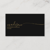 Elegantes Monogram Black Gold Script Visitenkarte (Vorderseite)